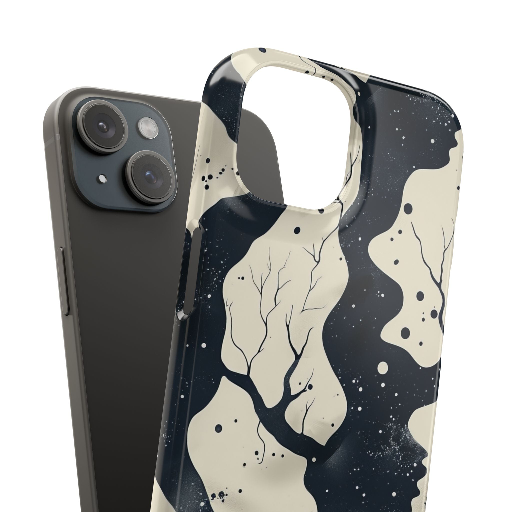 Organic Fluid Silhouettes with Cosmic Depth iPhone 15 - Slim Phone Case