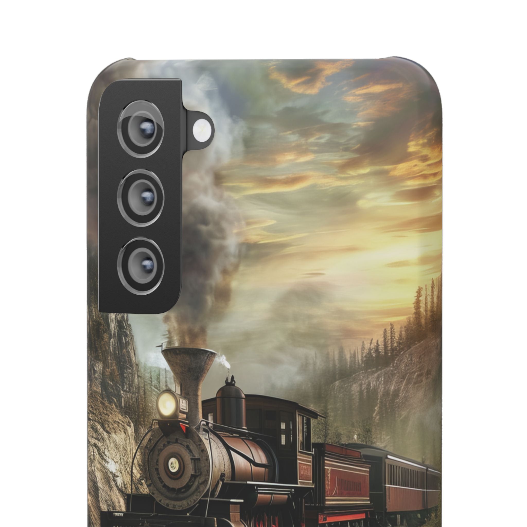 Vintage Steam Train Crossing Mountain Bridge Samsung S21 - Slim Phone Case