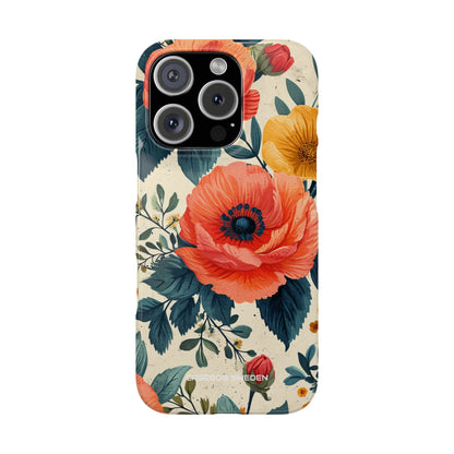 Vibrant Botanical Poppies - Slim iPhone 16 Phone Case