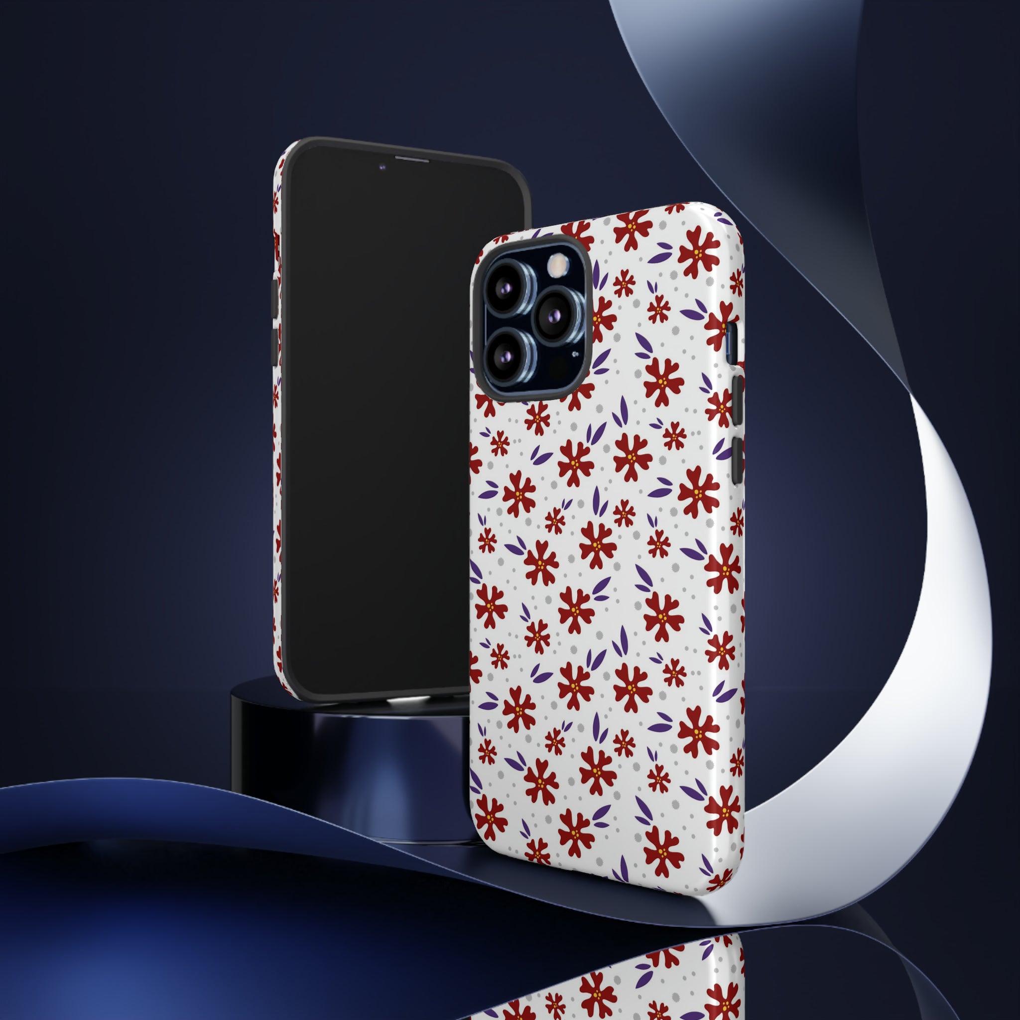 Red Flower Pattern - Protective Phone Case