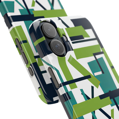 Green Geometry Glide iPhone 16 - Slim Phone Case