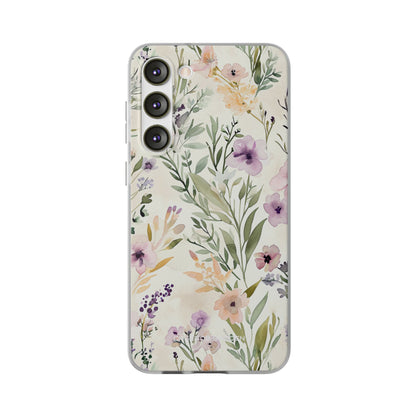 Soft Green Lavender Floral Pattern - Flexi Samsung S23 Phone Case