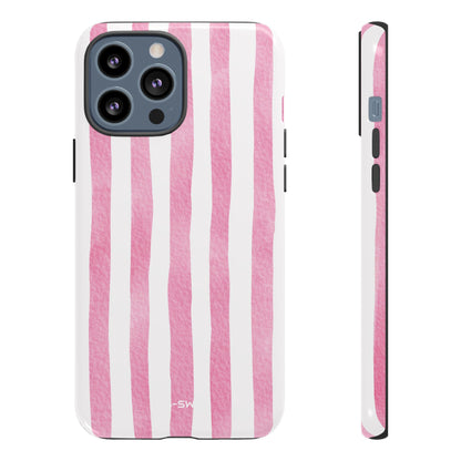 Pink Watercolor Stripes - iPhone Case
