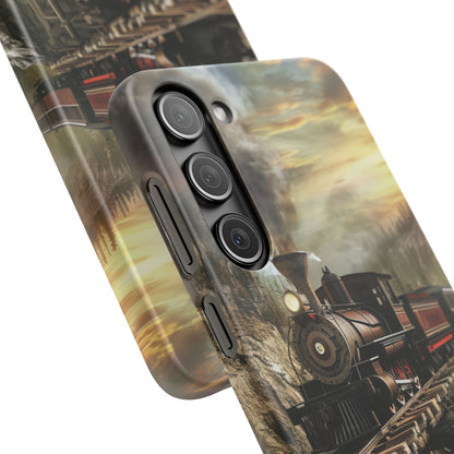 Vintage Steam Train Crossing Mountain Bridge Samsung S23 - Slim Phone Case