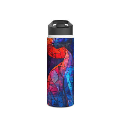 Stained Glass Cat - Stainless Steel Water Bottle