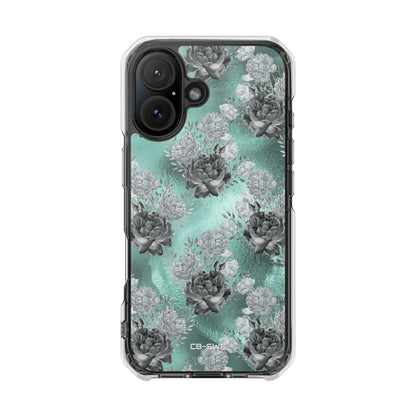 Teal Floral Elegance iPhone Case - Impact