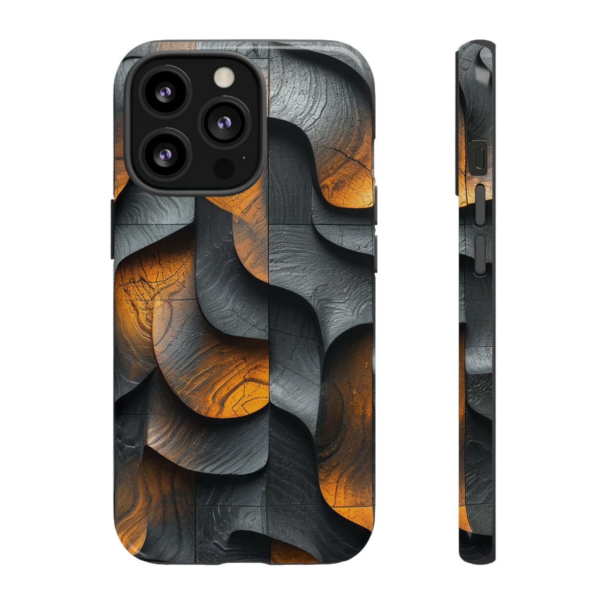 Grey Fire Orange Geometry - Protective Phone Case