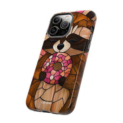 Raccoon Holds Donut - iPhone Case