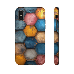 Pastel Honeycomb Bliss: Yellow & Blue - Protective Phone Case