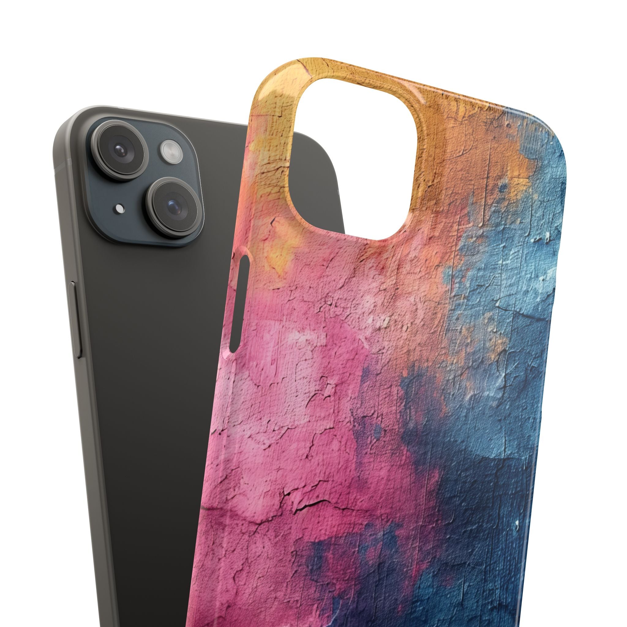 Blue Pink Abstract - Slim iPhone 15 Phone Case