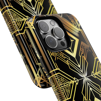 Golden Geometric Symphony iPhone 16 - Tough
