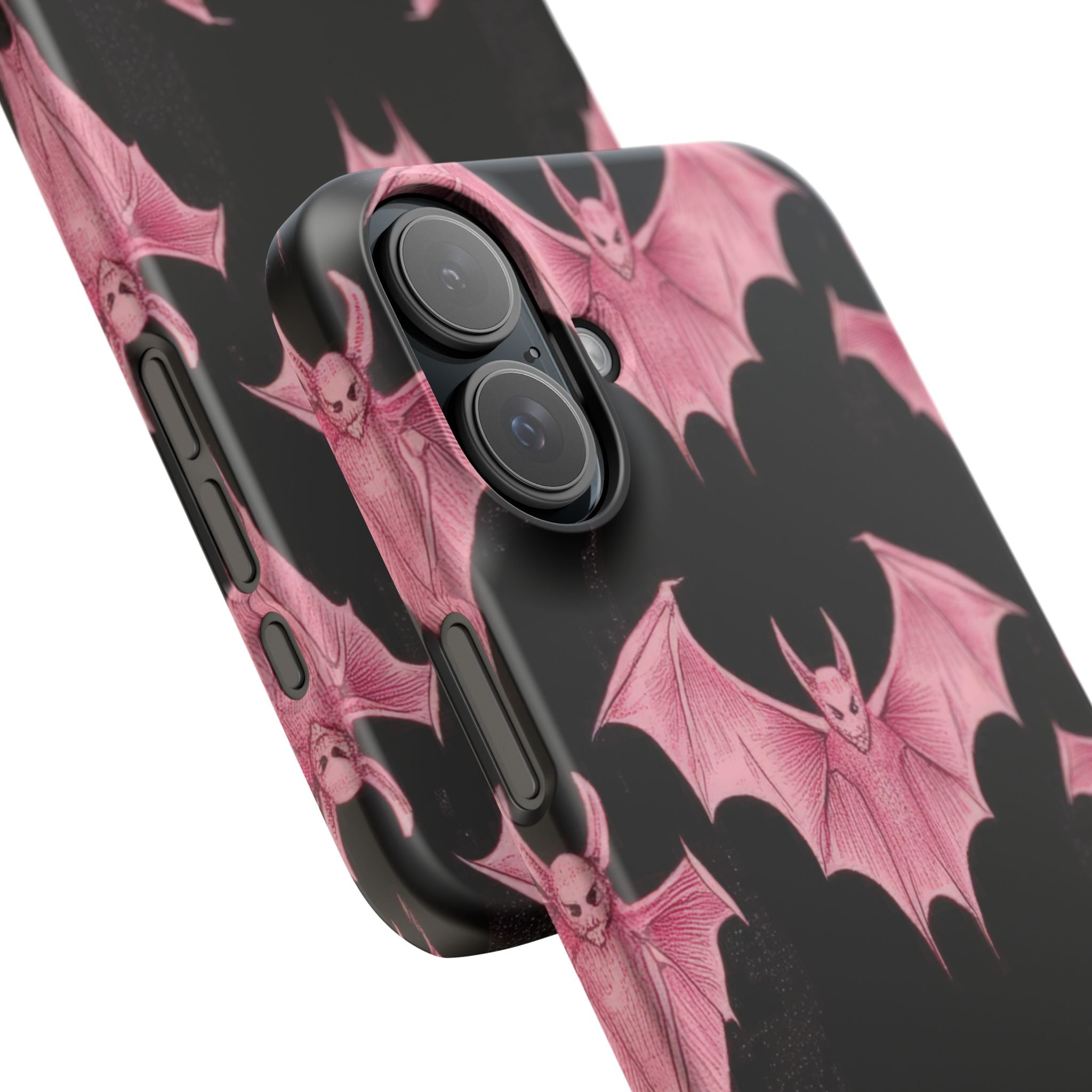 Gothic Pink Bats Aflame iPhone 16 - Slim Phone Case