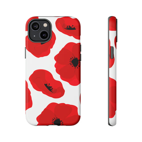 Red poppies on white iPhone case (Protective) - Protective Phone Case