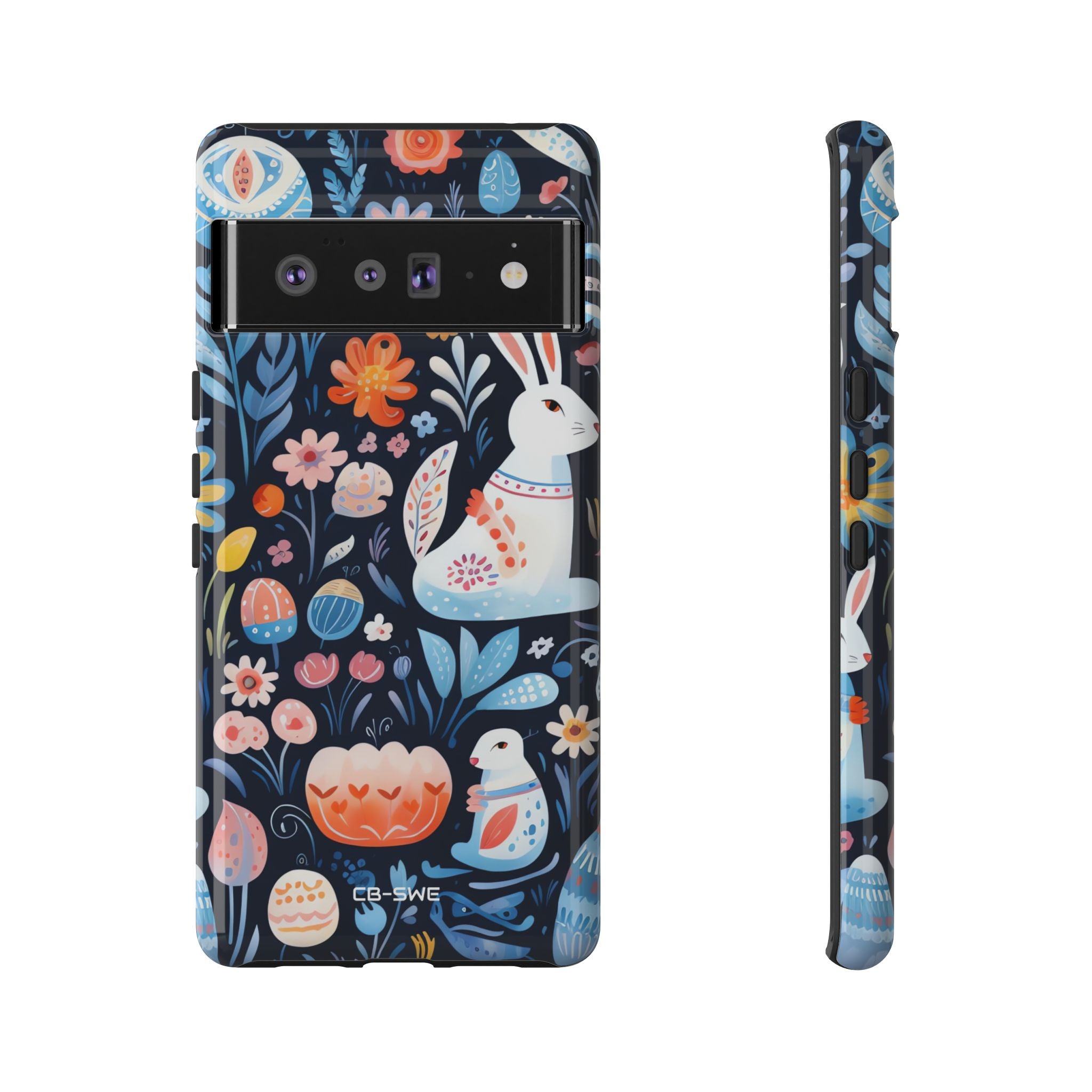 Bunnies Play Among Flowers - Google Pixel Case