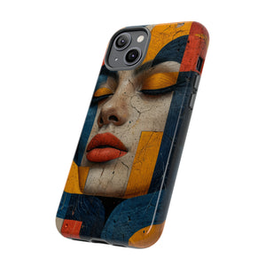 Blue Lady's Geometric Elegance - Protective Phone Case