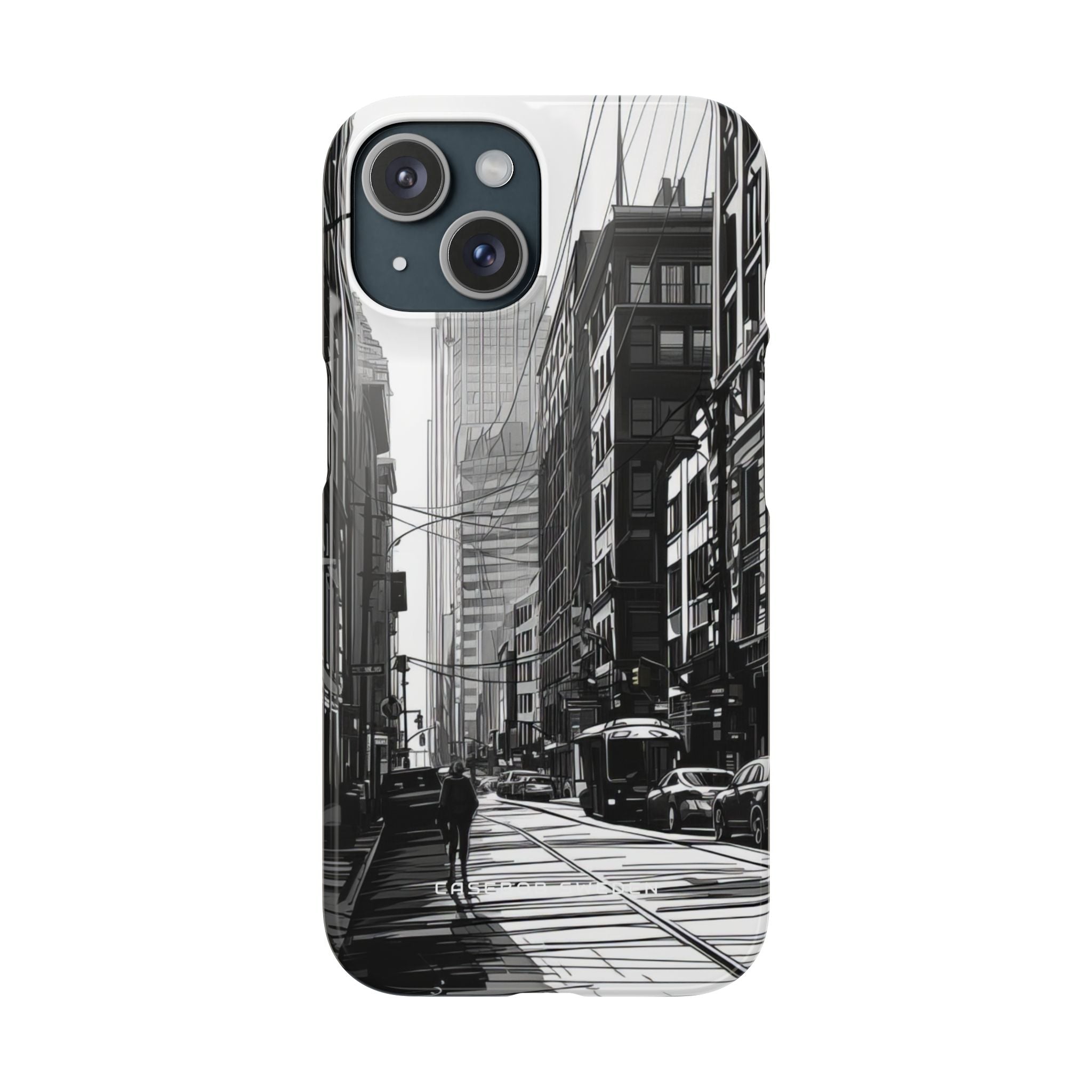 Urban Cityscape Line Perspective iPhone 15 - Slim Phone Case