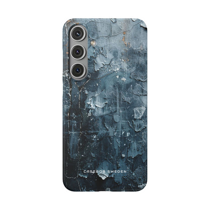 Weathered Blue Tapestry with Cracked Layers Samsung S24 - Slim Phone Case