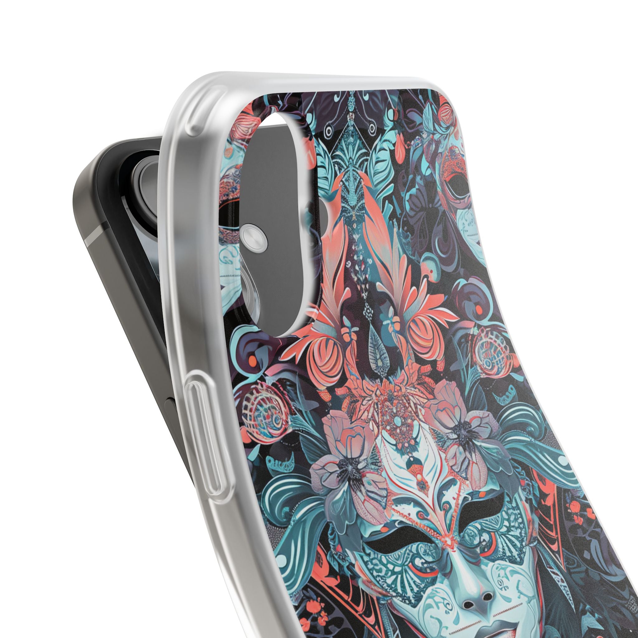 Mystic Teal Coral Mask - Flexi iPhone 16 Phone Case