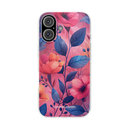 Pink Blue Floral - Flexi iPhone 16 Phone Case