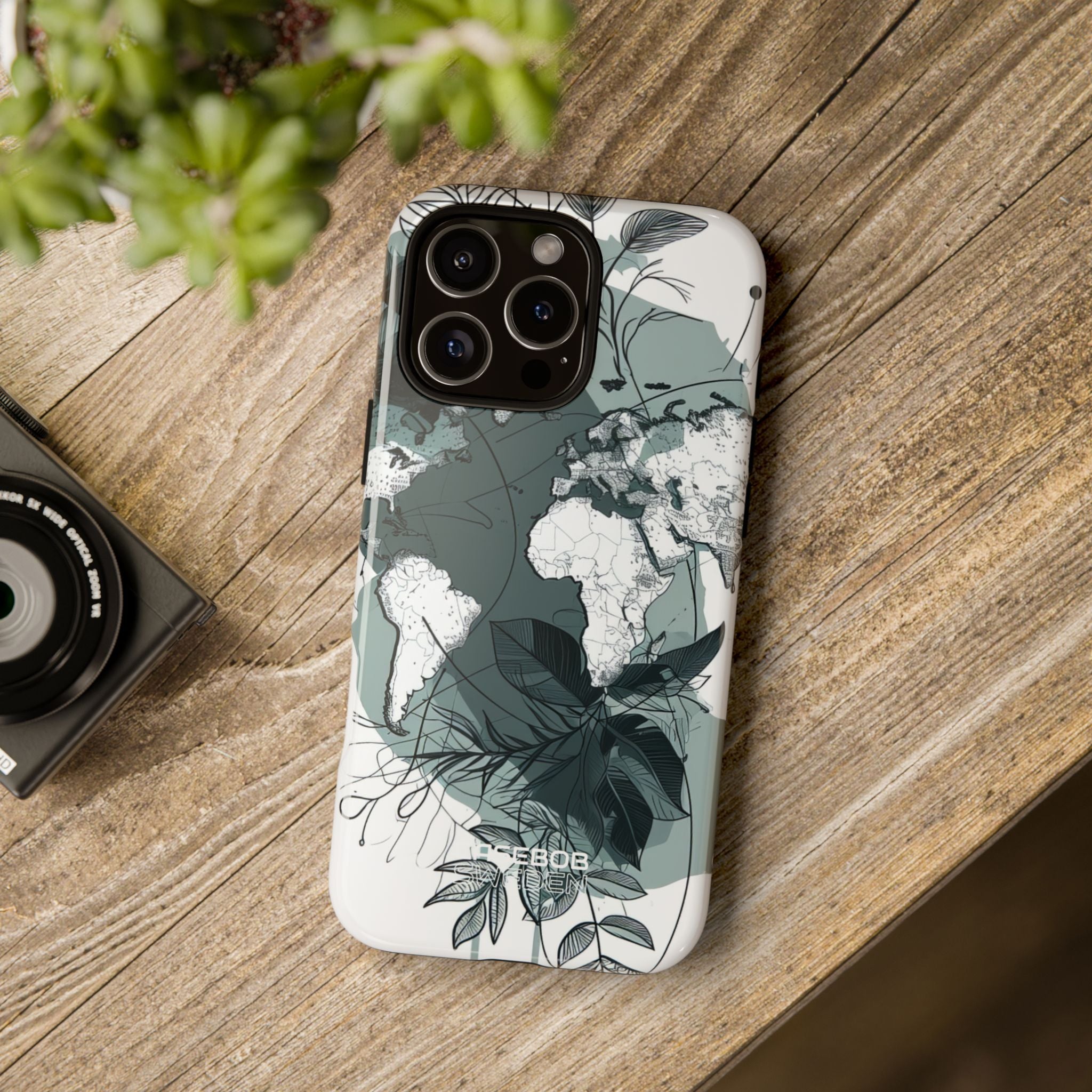 Botanische Weltkarte iPhone 16 - Robust