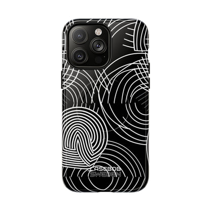 Monochrome Spiral Curves iPhone 14 - Tough+