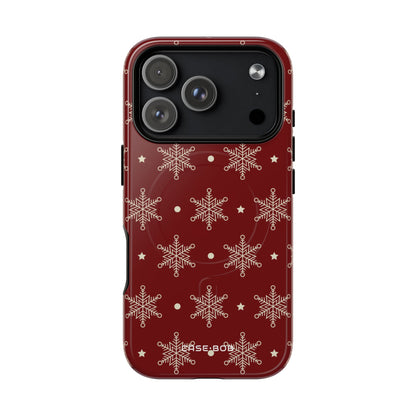 Cream Snowflake Crimson iPhone 17 Pro Case - Tough+