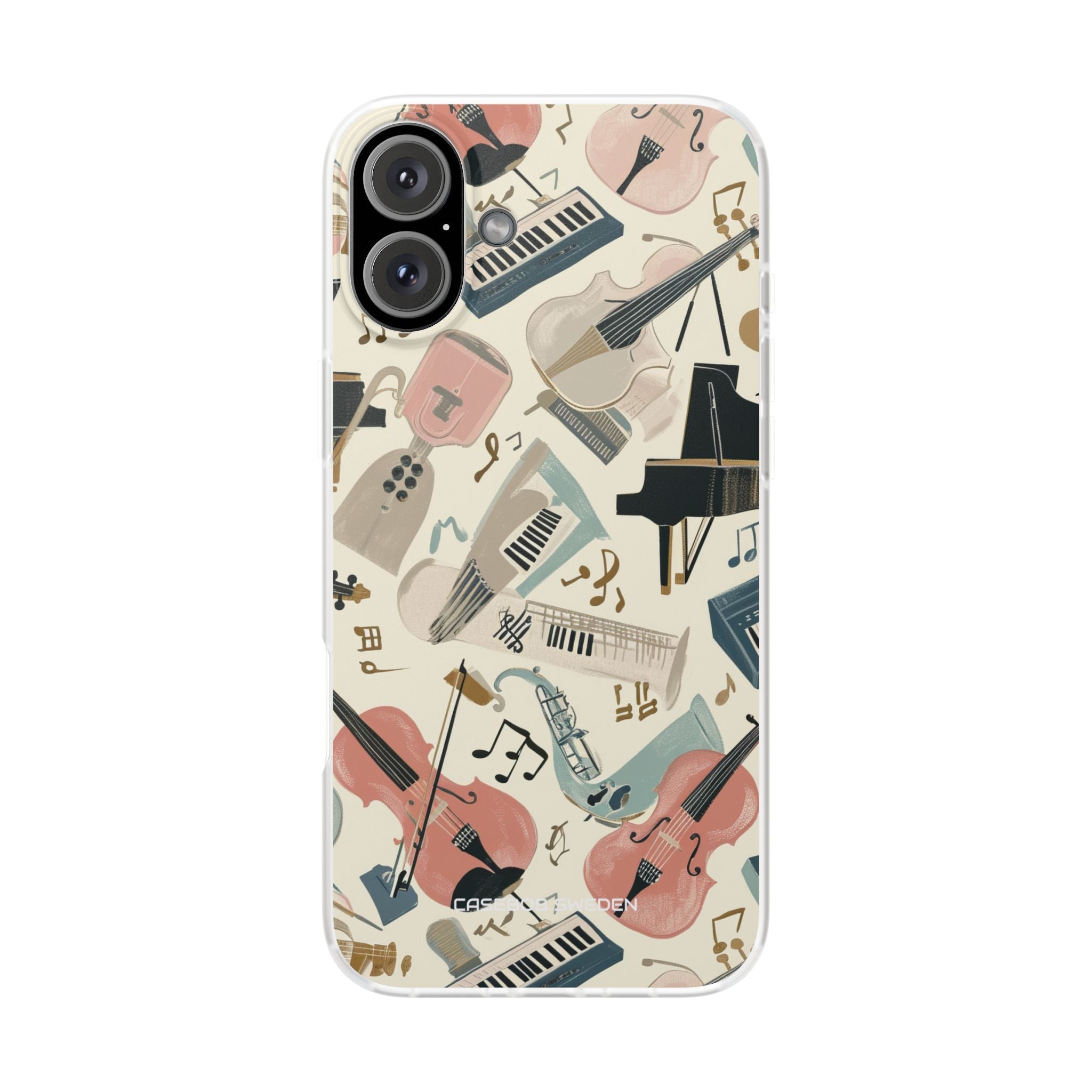 Beige Musical Instruments Pattern - Flexi iPhone 16 Phone Case