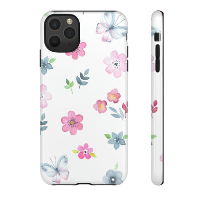 Vintage flowers and butterflies iPhone case - Protective Phone Case