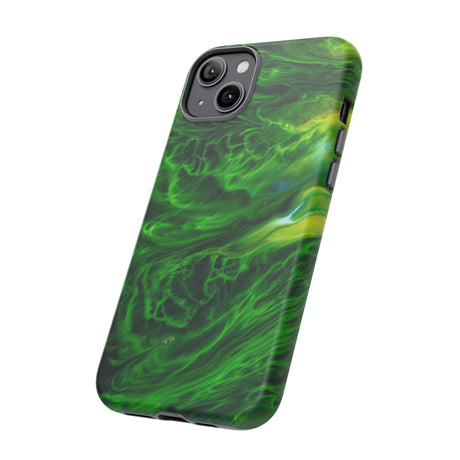 Neon Green Wave Ink Art iPhone Case (Protective) Phone Case