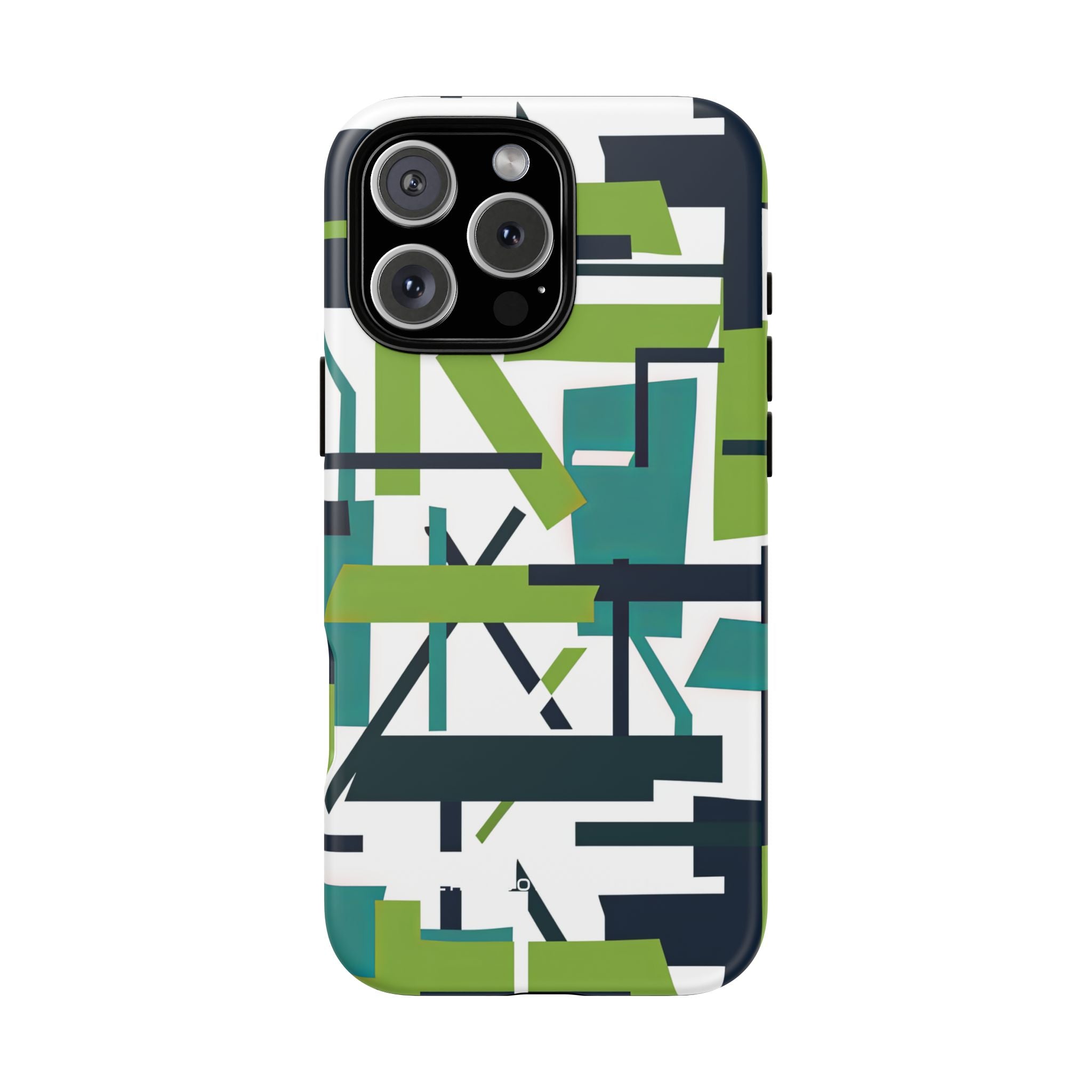 Green Geometry Glide iPhone 16 - Tough Phone Case