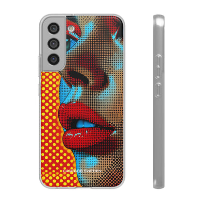 Yellow Red Pop Art Portrait - Flexi Samsung S22 Phone Case