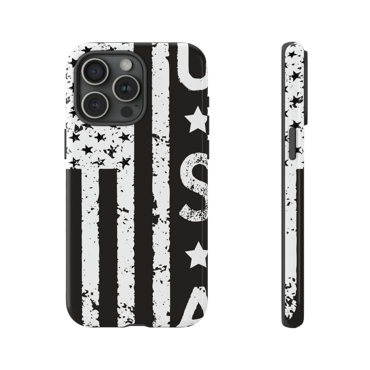 Black n White U.S Flag - Protective Phone Case