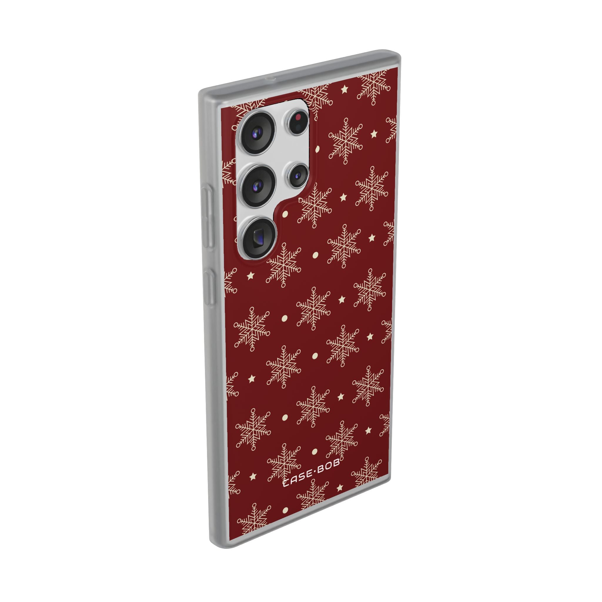 Cream Snowflake Crimson Samsung S23 Ultra Case - Soft