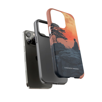 Zen Tranquility Under a Red Moon iPhone 14 - Tough Phone Case