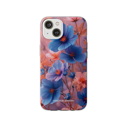 Blue Peach Blossoms - Flexi iPhone 14 Phone Case