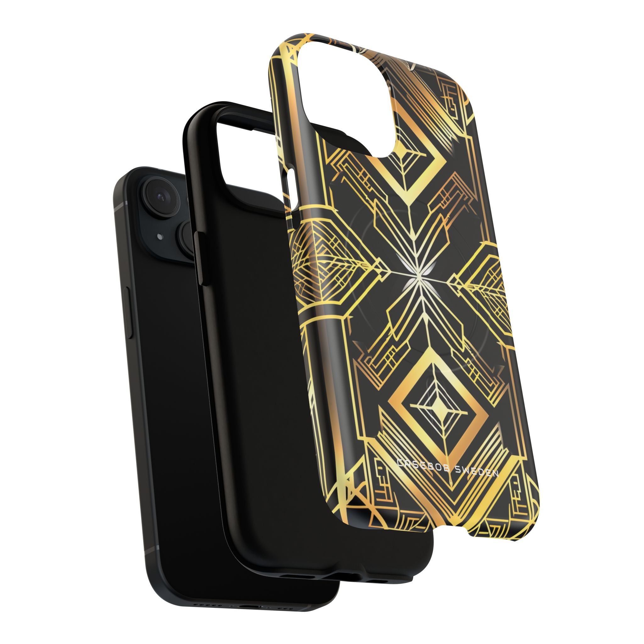 Golden Geometric Opulence iPhone 15 | Tough+ Phone Case