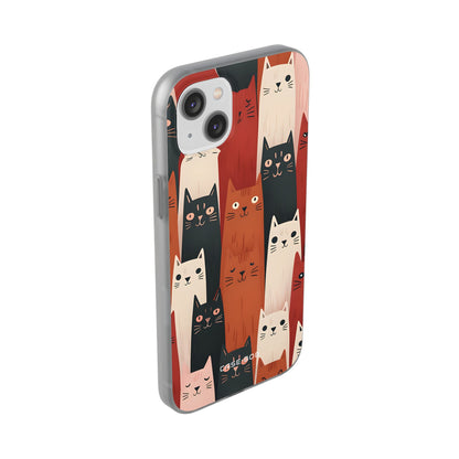 Elongated Cats Black iPhone 14 Plus Case - Soft