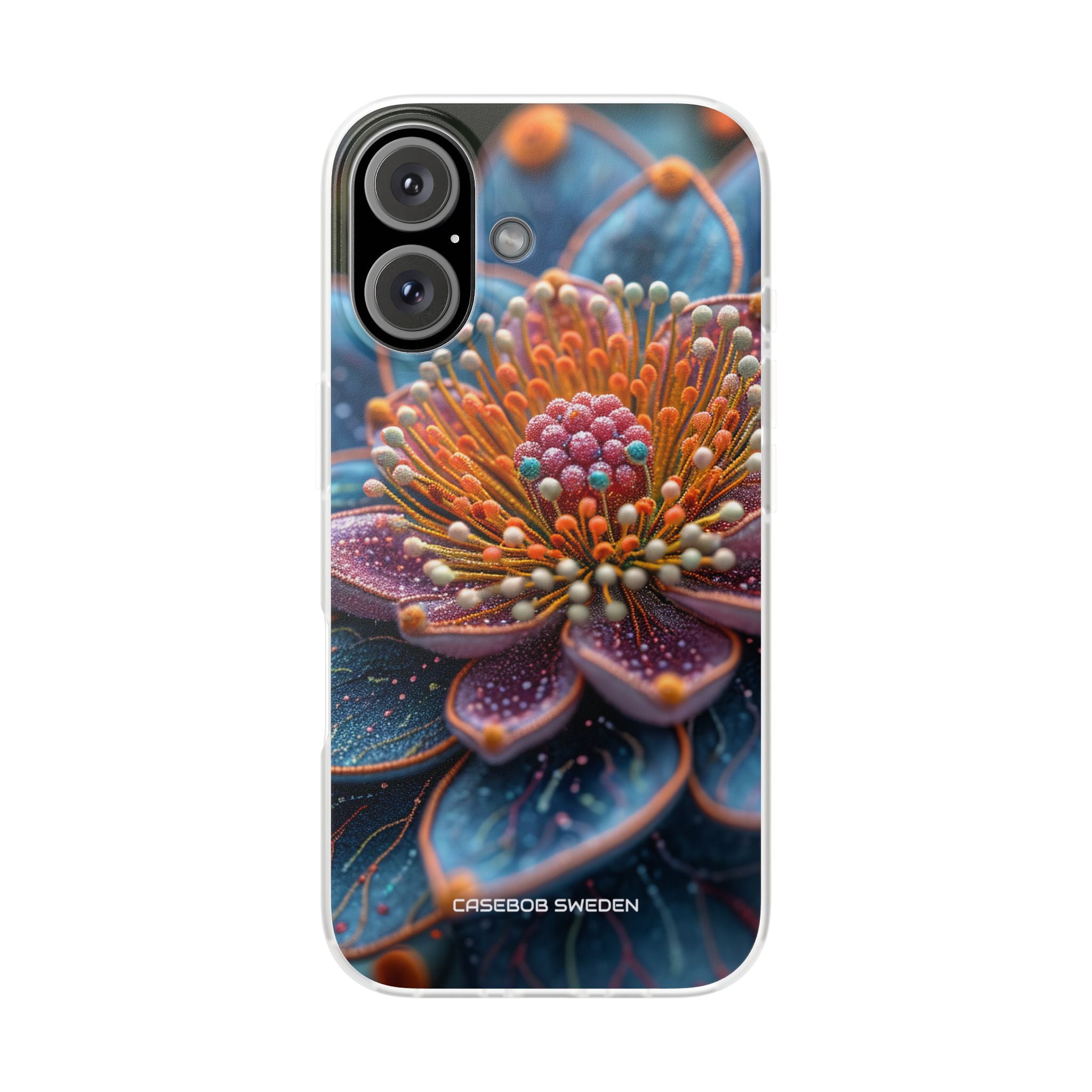 Blue-Orange Floral Swirl - Flexi iPhone 16 Phone Case