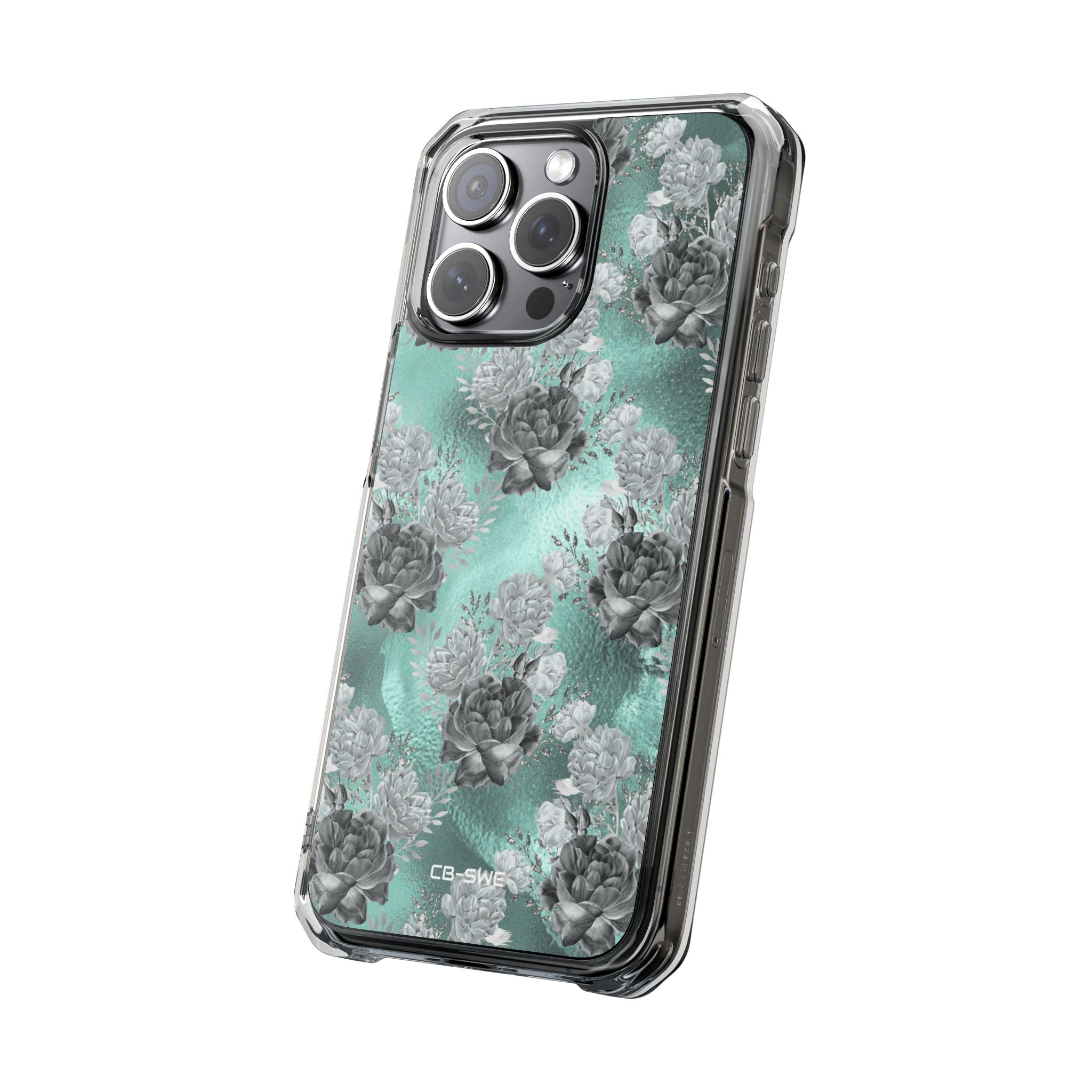 Teal Floral Elegance iPhone Case - Impact