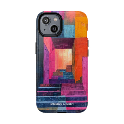 Pink Orange Geometry - Tough + MagSafe® iPhone 14 Phone Case