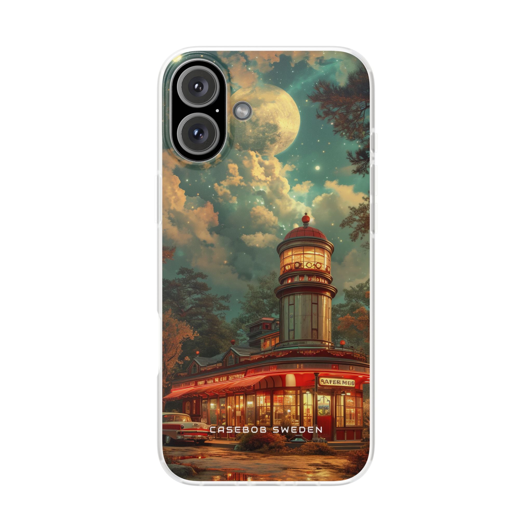 Vintage Moonlit Diner Fantasy iPhone 16 - Flexi Phone Case