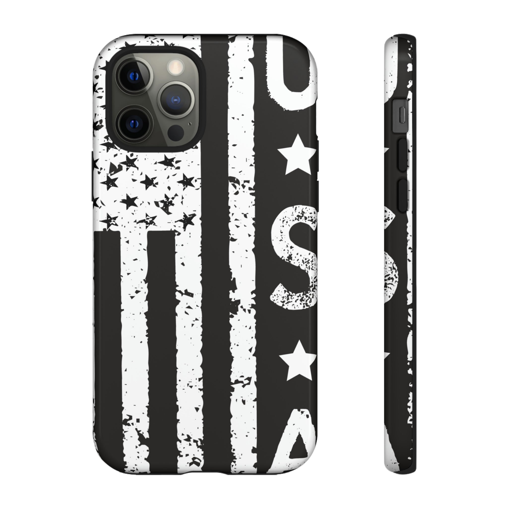 Black n White U.S Flag - Protective Phone Case