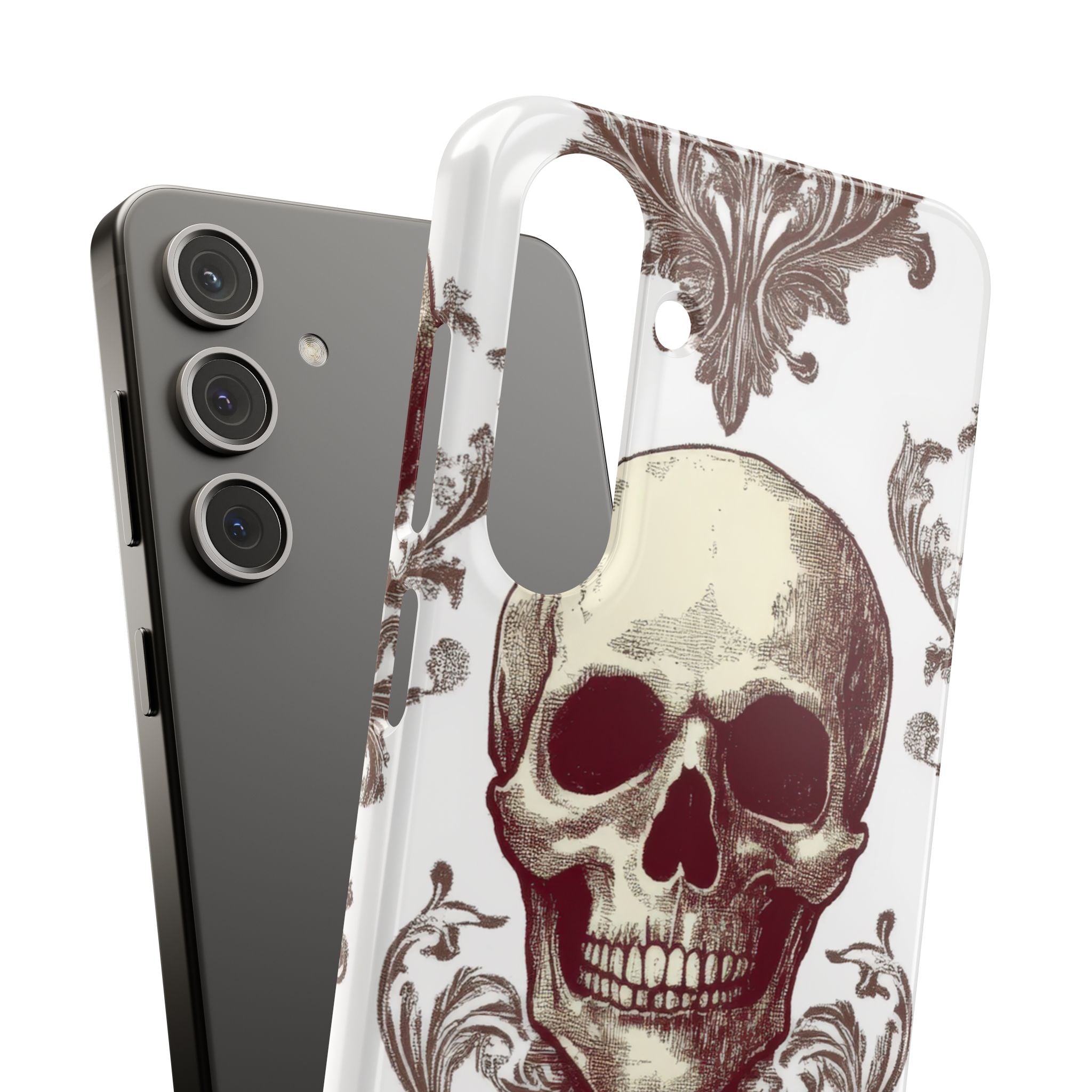 Gothic Skulls and Ornate Foliage Samsung S24 - Slim Phone Case