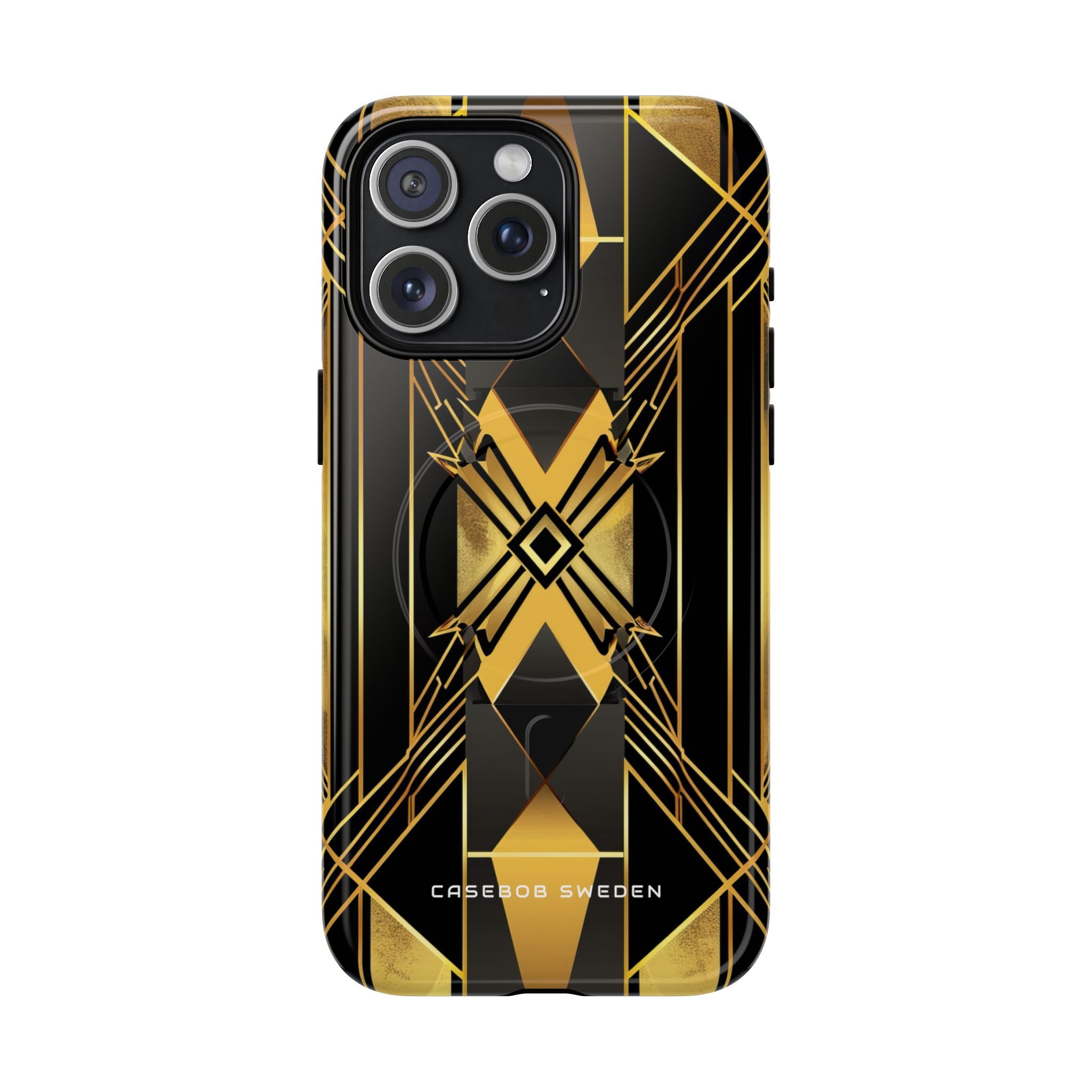 Golden Geometric Elegance iPhone 15 | Tough+ Phone Case