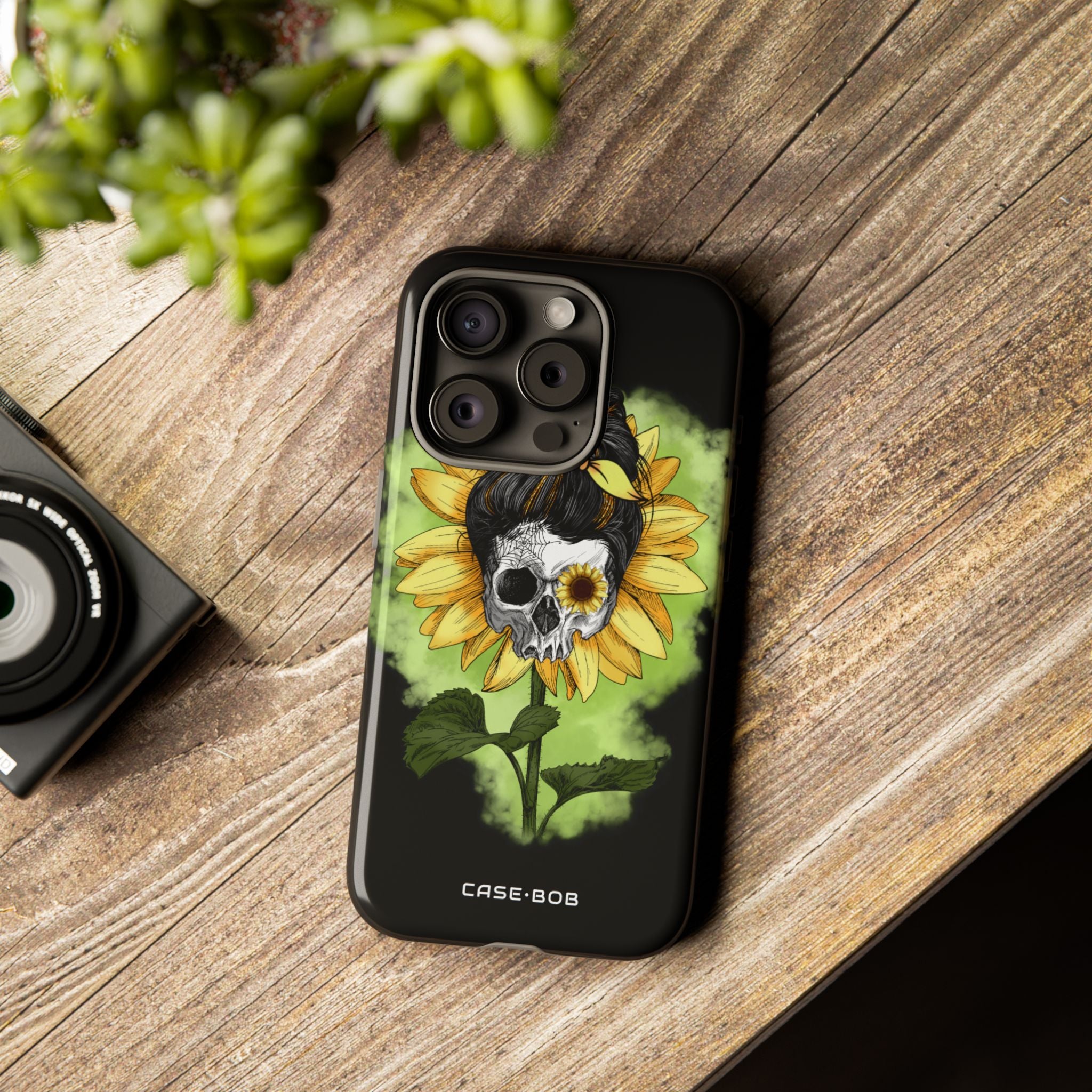 Sunflower Skull iPhone 15 Pro Case - Tough