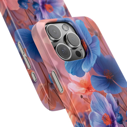 Blue Peach Blossoms - Slim iPhone 16 Phone Case