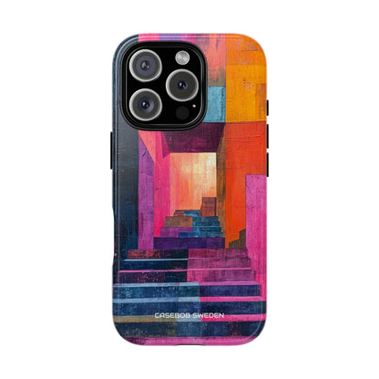 Pink Orange Geometry - Tough iPhone 16 Phone Case