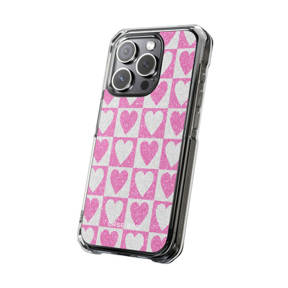 Glitter Heart Grid iPhone 15 Pro Case - Impact