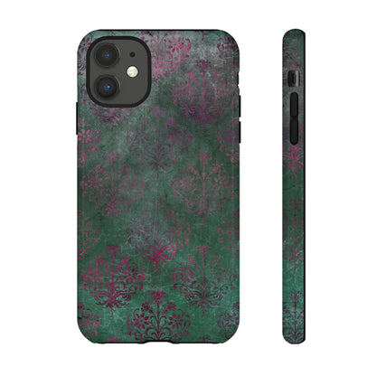 Green Damask Gothic Flower - Protective Phone Case