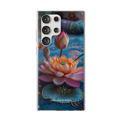 Vibrant Lotus Embroidery - Flexi Samsung S23 Phone Case